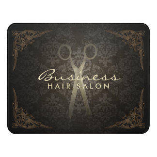 Vintage Damask Hair Stylist Beauty Salon Door Sign