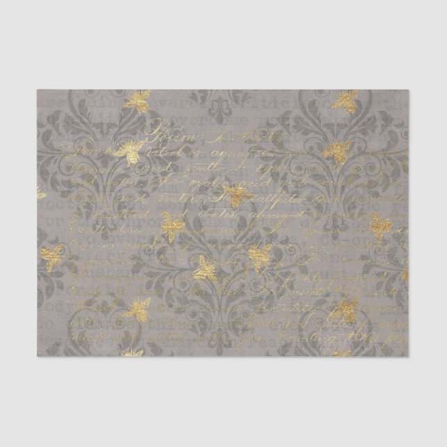 Vintage Damask Honeybee Tissue Paper (Front)
