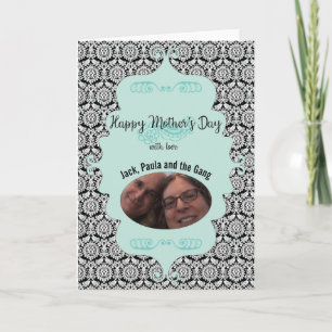 Vintage Damask Keepsake Blue Happy Mother's Day Card