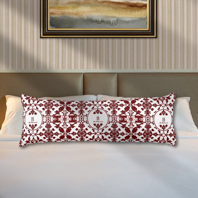 Vintage Damask Monogram  Body Pillow (Creator Uploaded)