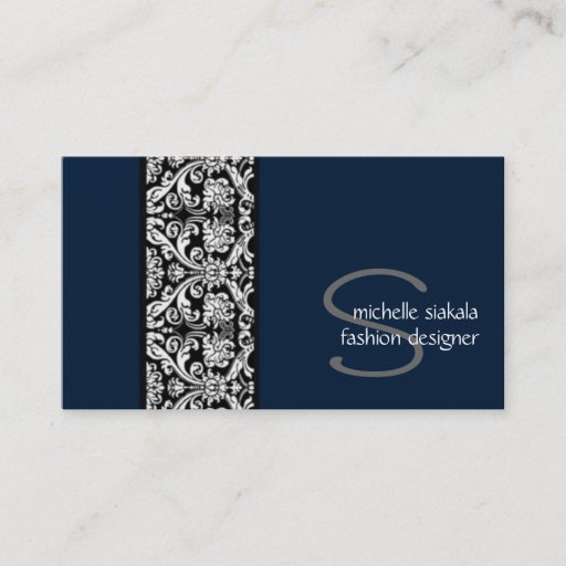 Customizable vintage; damask monogram business card template