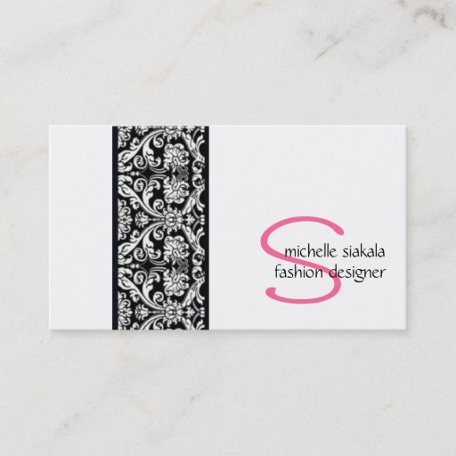 Customizable vintage; damask monogram business card template