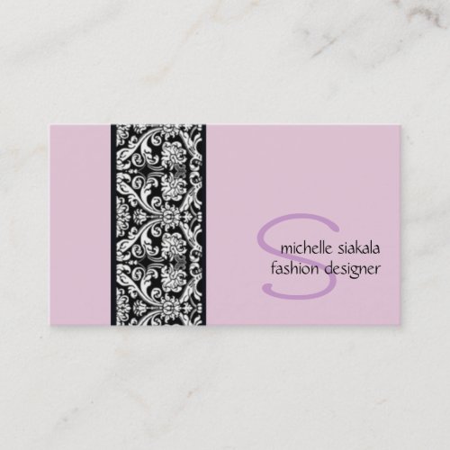 vintage; damask monogram business cards