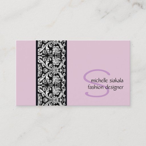 Customizable vintage; damask monogram business cards