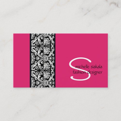 vintage; damask monogram business card