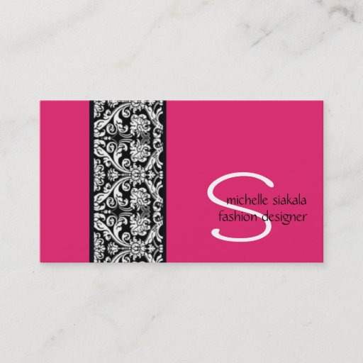 Customizable vintage; damask monogram business card