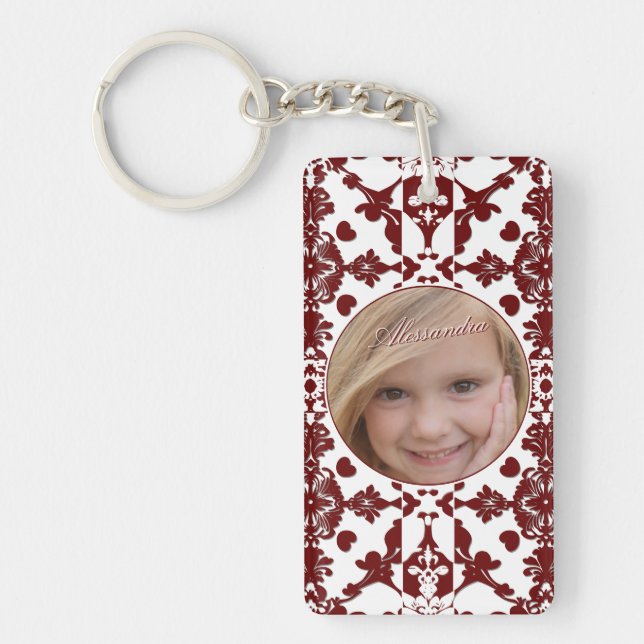 Vintage Damask Monogram Keychain (Front)