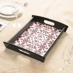 Vintage Damask Monogram Serving Tray