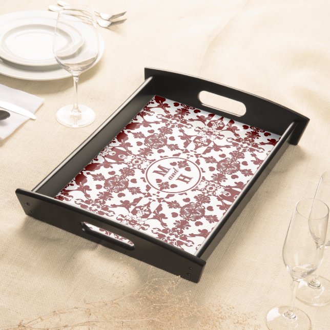 Vintage Damask Monogram  Serving Tray (Front)