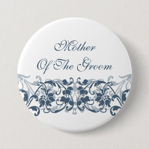 Vintage Damask Mother of the Groom Button / Pin