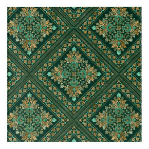 Vintage Damask Pattern - Emerald green and gold Acrylic Print