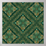 Vintage Damask Pattern - Emerald green and gold Poster<br><div class="desc">Vintage Damask Pattern - Emerald green and gold</div>