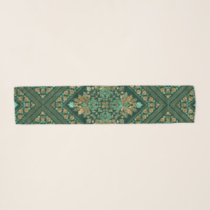 Vintage Damask Pattern - Emerald green and gold Scarf