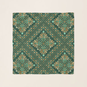 Vintage Damask Pattern - Emerald green and gold Scarf