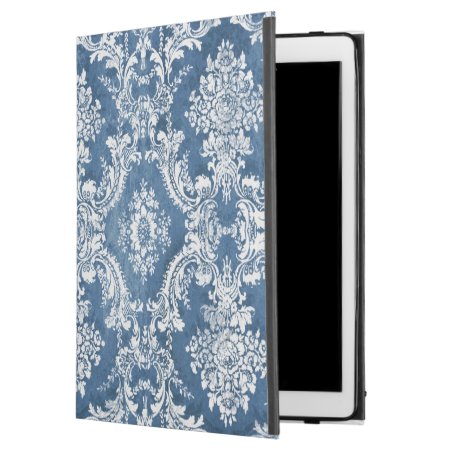 Vintage Damask Pattern - Sapphire Blue White Ipad Pro 12.9" Case