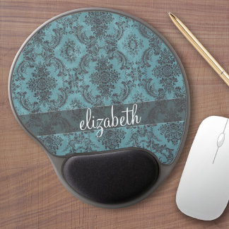 Vintage Damask Pattern with Monogram Gel Mouse Pad
