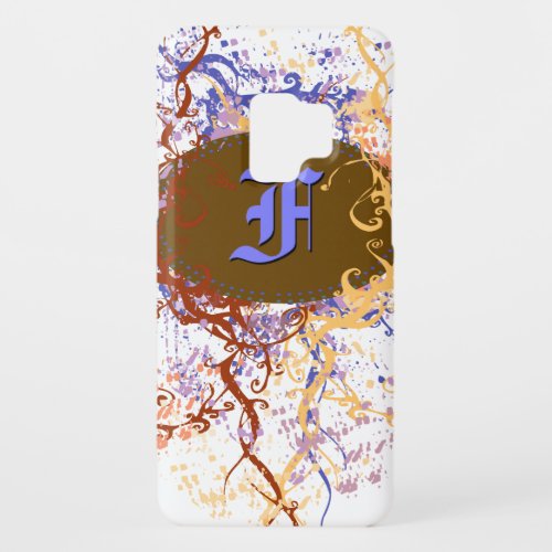 Vintage Damask Pattern with Monogram Letter F Case_Mate Samsung Galaxy S9 Case