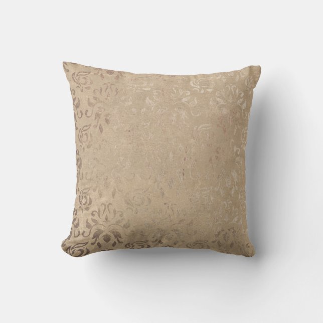 Vintage Damask Patterned Throw Pillow (Front)