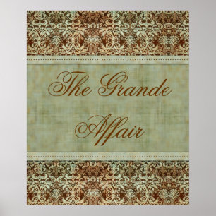 Vintage Damask Poster Brown Green