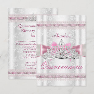Vintage Damask Quinceanera 15th Birthday Party sml Invitation