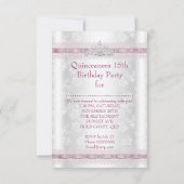 Vintage Damask Quinceanera 15th Birthday Party sml Invitation (Back)