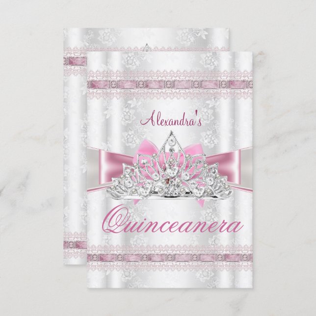 Vintage Damask Quinceanera 15th Birthday Party sml Invitation (Front/Back)