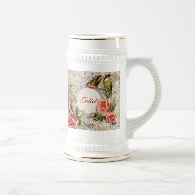 Vintage Damask Rose Stein (Right)