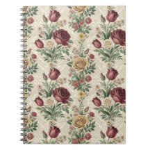 Vintage Damask Rose & Tulip Floral Pattern Artwork