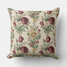 Vintage Damask Rose & Tulip Floral Pattern Artwork