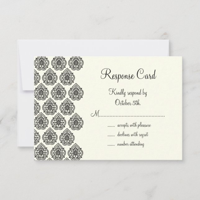 Vintage Damask RSVP Card (Front)