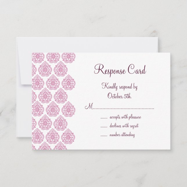 Vintage Damask RSVP (pink) (Front)