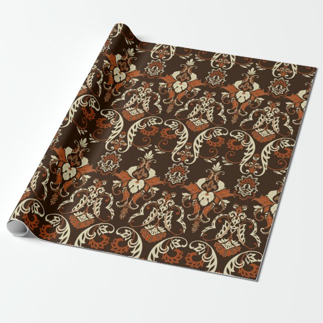 Vintage damask seamless pattern wrapping paper (Unrolled)