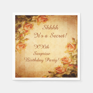 Vintage Damask Shabby Chic Peach Roses Serviettes Napkins