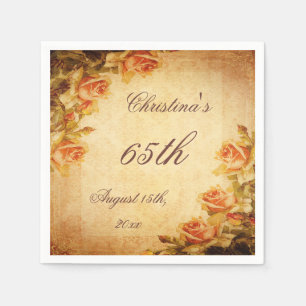 Vintage Damask Shabby Chic Peach Roses Serviettes Paper Napkins