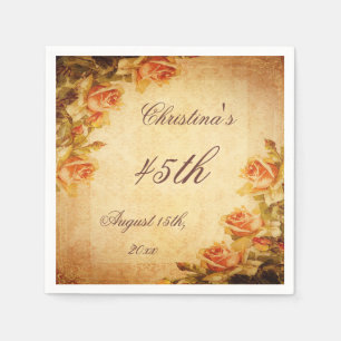 Vintage Damask Shabby Chic Peach Roses Serviettes Paper Napkins