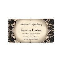 Vintage Damask Silver Frame Perfume Bottle Label