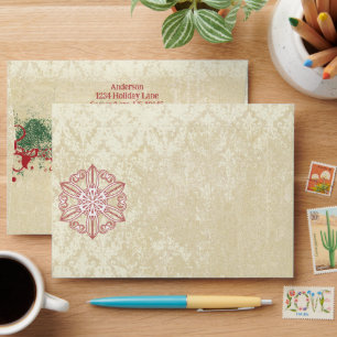 Vintage Damask Snowflake Envelopes