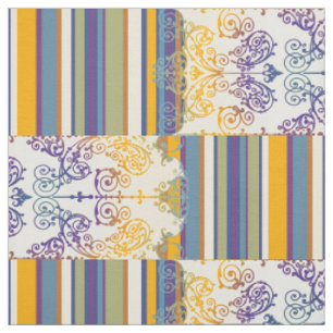 Vintage Damask Stripes colored II + your idea Fabric