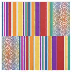 Vintage Damask Stripes colored III + your idea Fabric