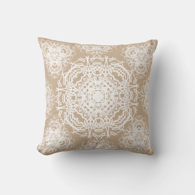 Vintage Damask Style Floral Patterned Throw Pillow (Front)