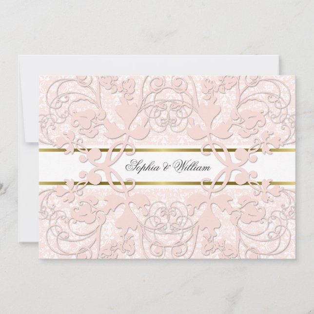 Vintage Damask Swirls Lace Elegant Wedding Invite (Front)