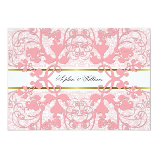 Vintage Damask Swirls Lace Elegant Wedding Invite