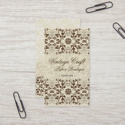 Vintage Damask Swirls Lace Floral Profile Card Business Card Templates