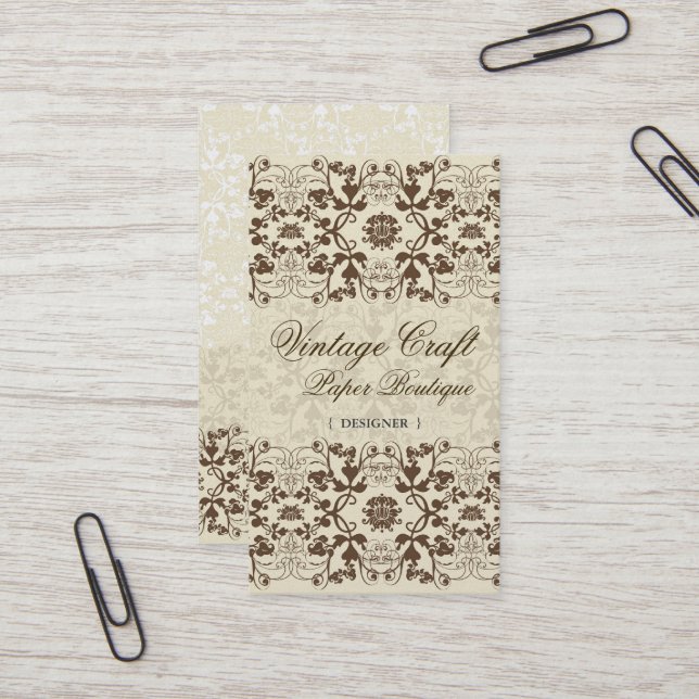 Vintage Damask Swirls Lace Floral Profile Card (Front/Back In Situ)