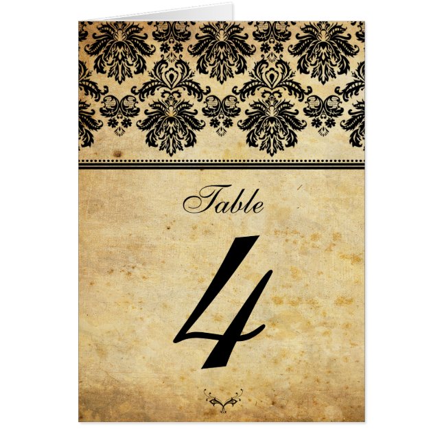 Vintage Damask Table Seating Number (Front)