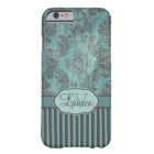 Vintage damask teal brown Monogram