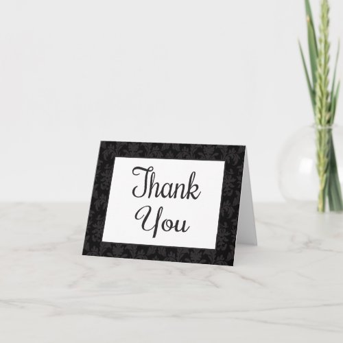 Vintage Damask Thank You Black  Gray Floral