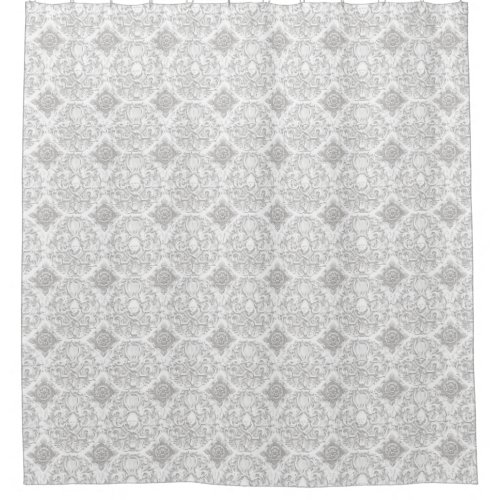Vintage Damask Toile Etching Pattern Grey Template Shower Curtain