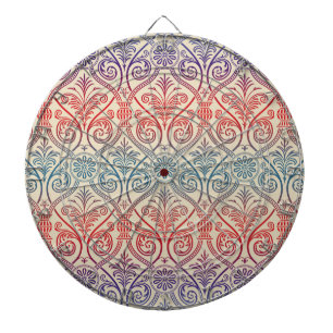 Vintage Damask Wallpaper - blue violet red Dart Board