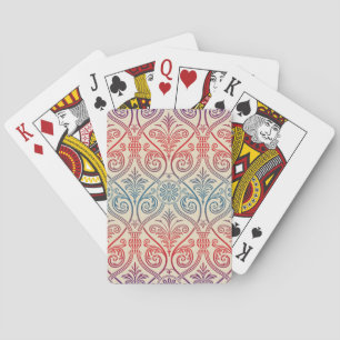 Vintage Damask Wallpaper - blue violet red Poker Cards